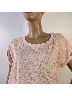 Nuco Short Sleeve T Shirt Peach Gold Speckled Women's Size XL